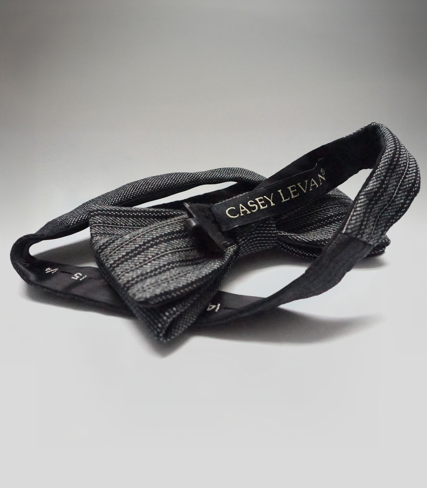 Black & Silver Textured Adjustable Bow Tie - Image 3